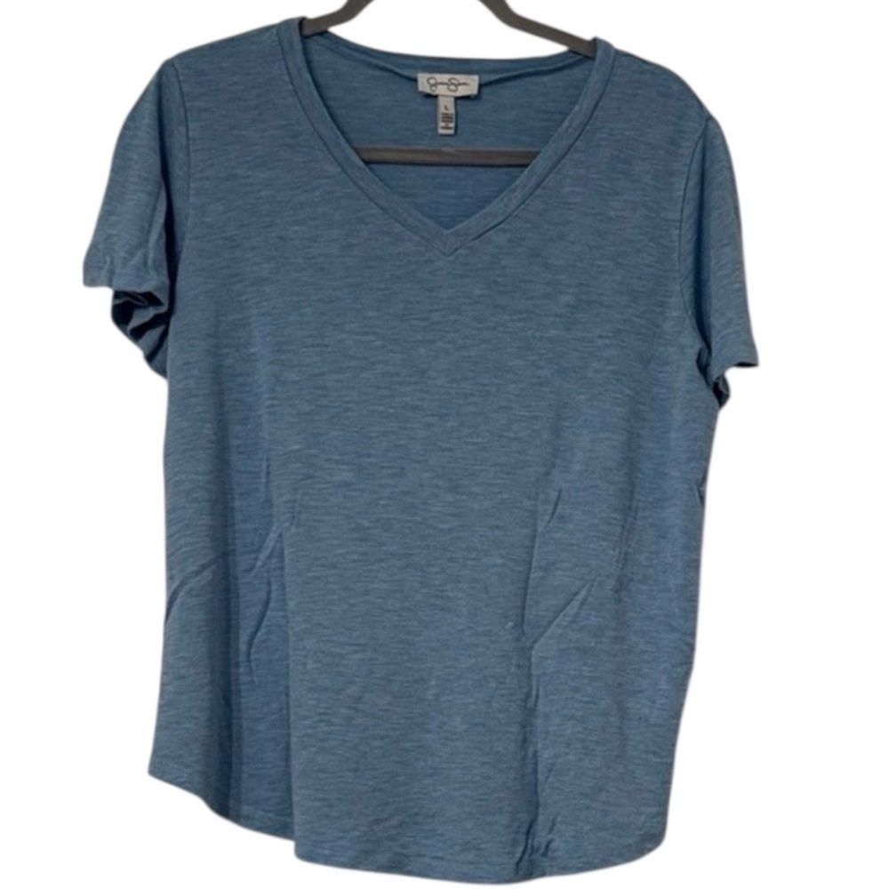 Jessica Simpson Heathered Blue V-Neck Tee - Picture 2 of 5